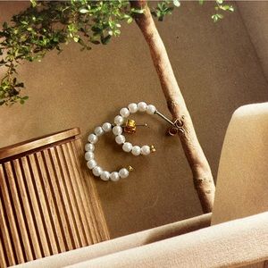 Vintage Beaded Pearl Hoops